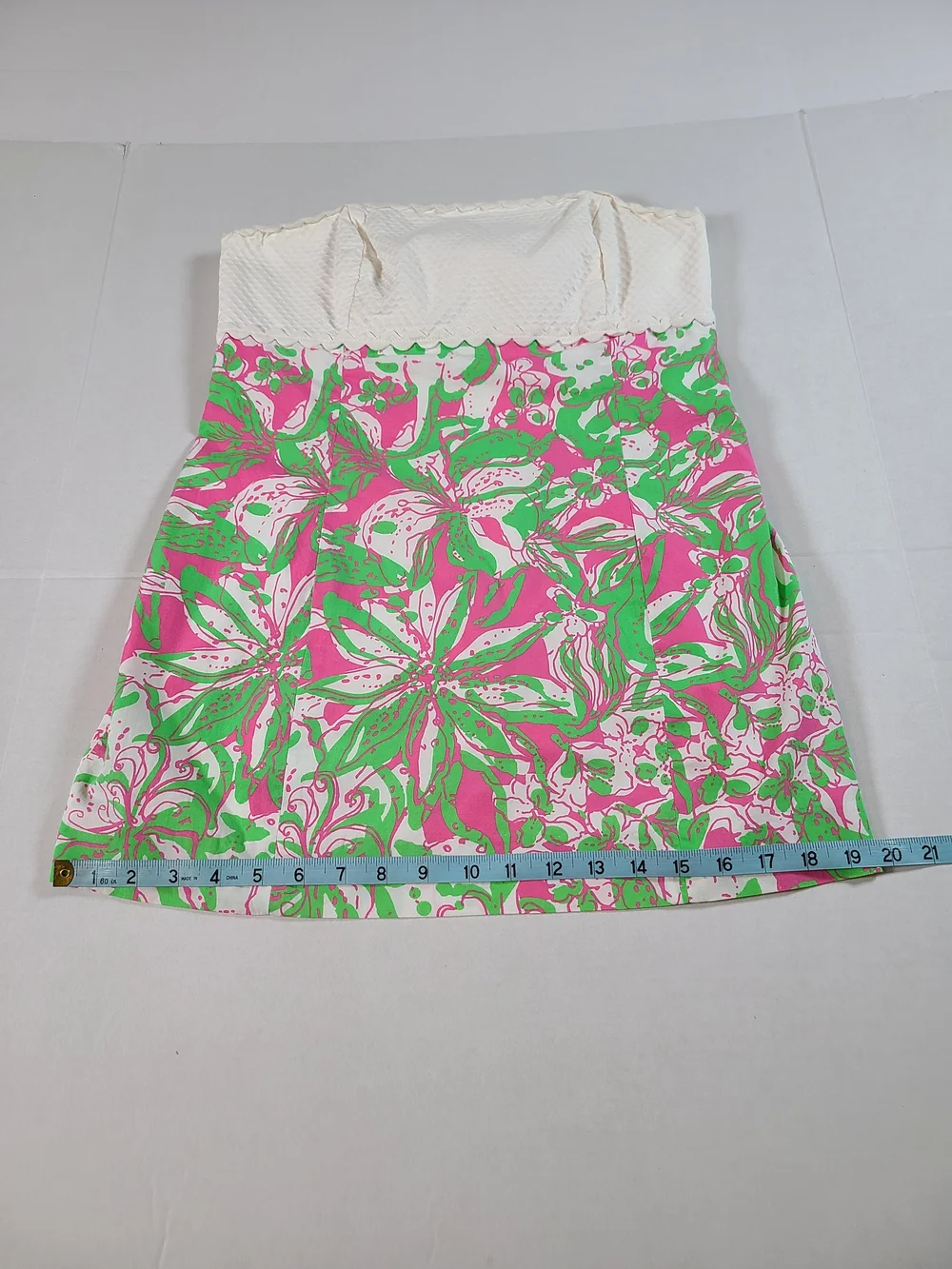SOLD Pulitzer Vintage Strapless Dress With Zip & Back Tie White Textured SOLD - Picture 11 of 13